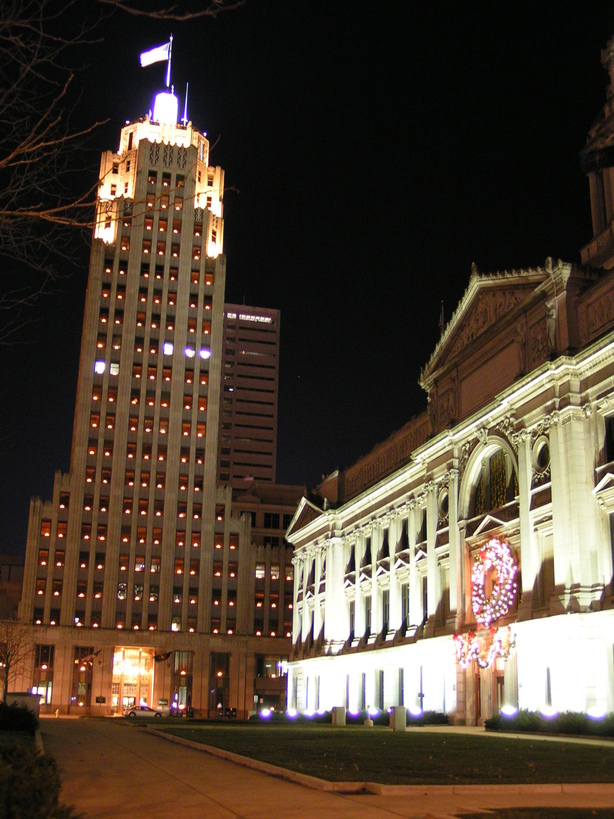 Fort Wayne, IN Downtown Lincoln Tower & Courthose at Christmas photo
