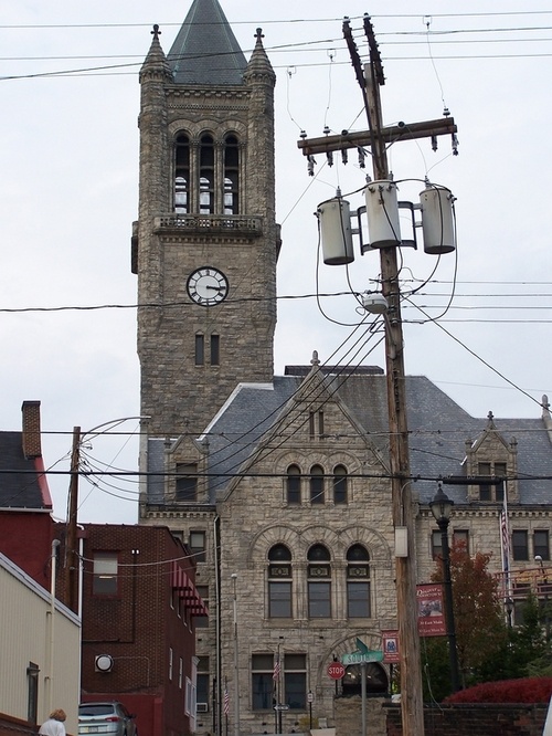 Uniontown, PA Looking up Moran Alley toward the county courthouse