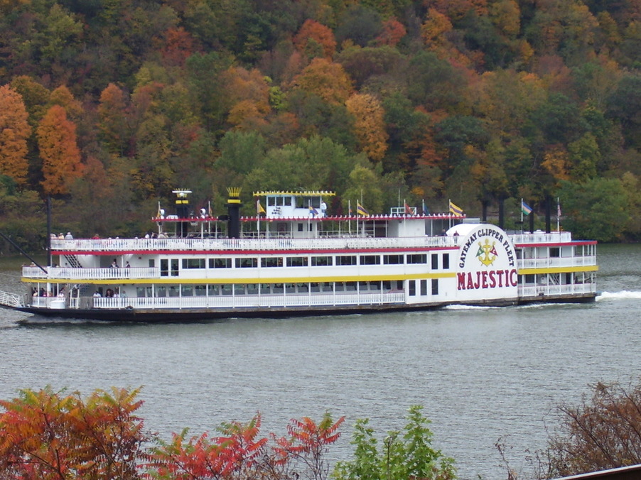 Wellsville, OH The Majestic river boat going up the Ohio River. photo