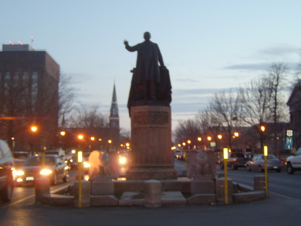 Watertown, NY Roswell P Flower statue in downtown Watertown photo