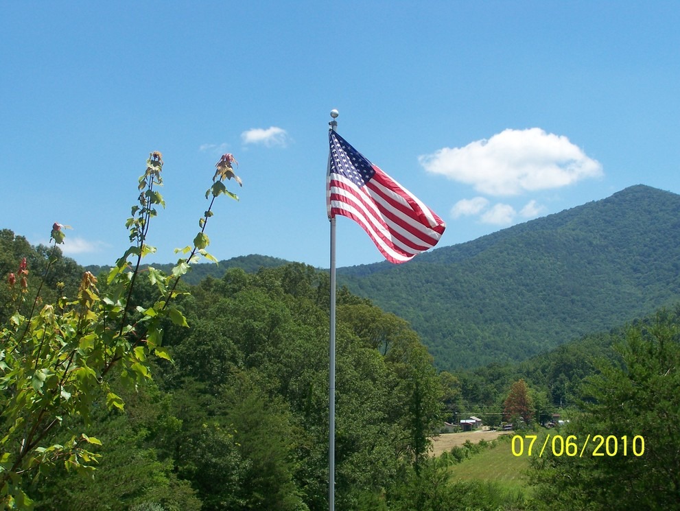 Young Harris, GA Old Glory with the beautiful mountains of Young