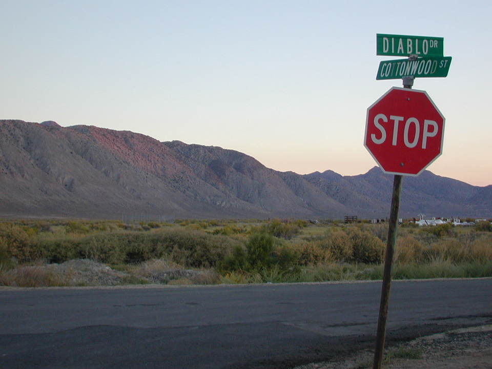 GerlachEmpire, NV Cottonwood street at Diablo drive at dawn in