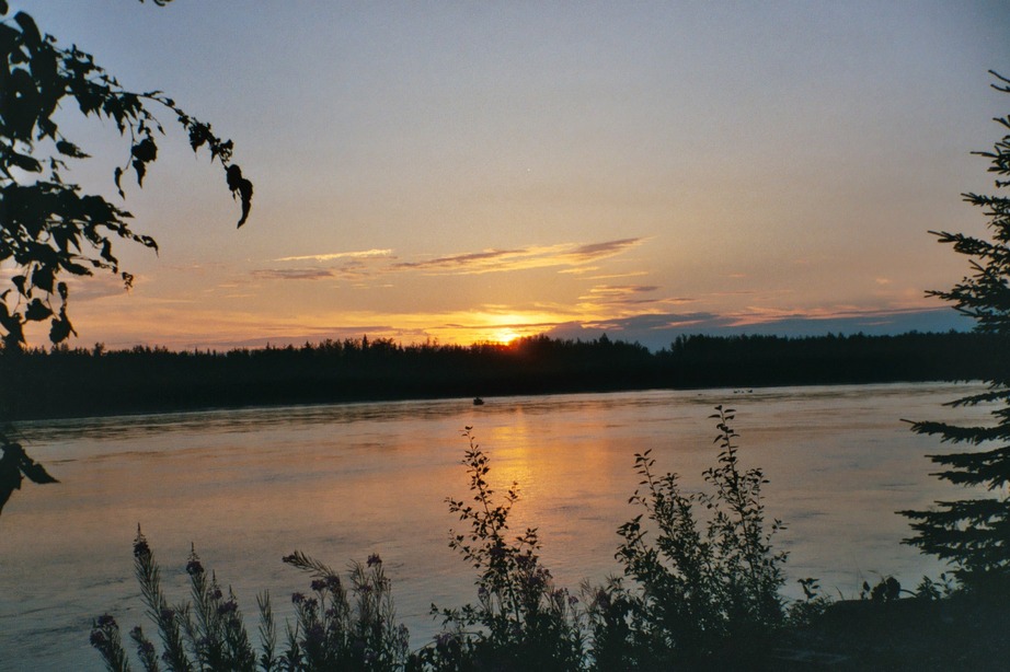 Nenana, AK Sunset over the Nenan River. North of the city at an RV