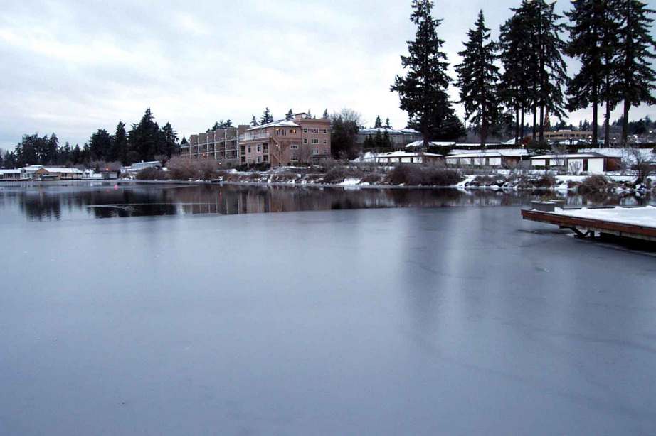 Lake Oswego, OR Lake Oswego east end in winter photo, picture, image (Oregon) at