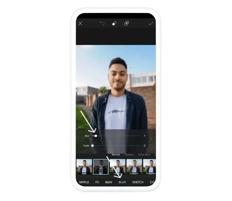 4 Easy steps to blur the background of a picture in PicsArt Quick