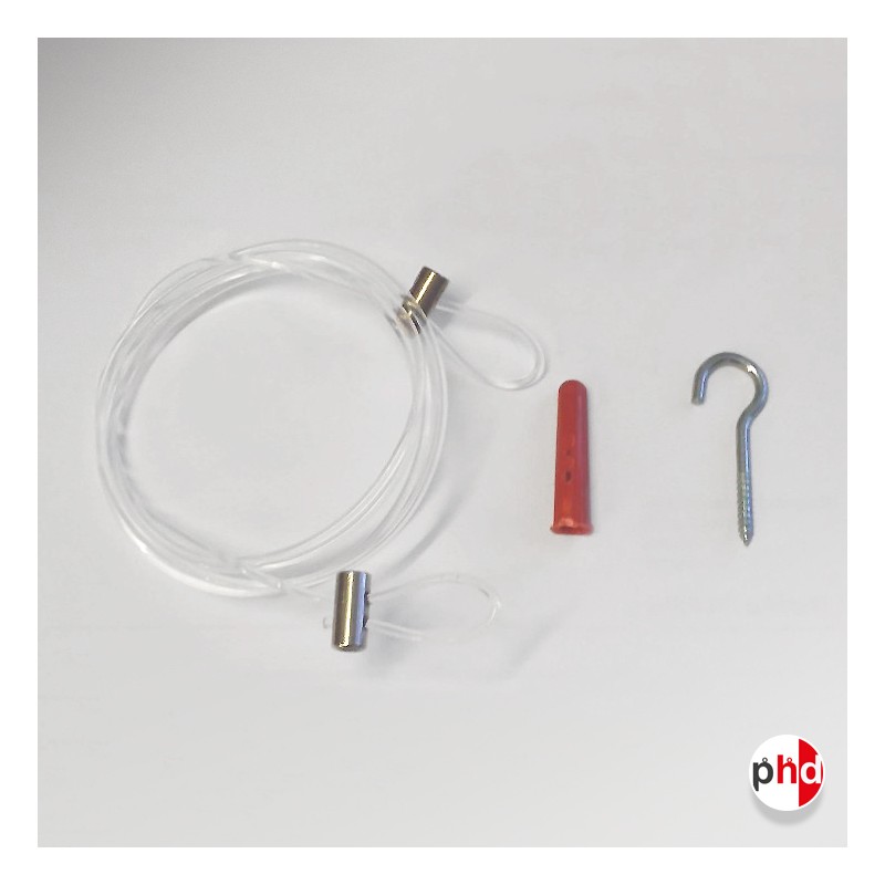 'Double Loop' Plant Hanging Kit Clear Cord, Steel Cable & Wall Hook