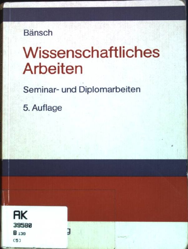 wissenschaftliches arbeiten von axel baensch ZVAB