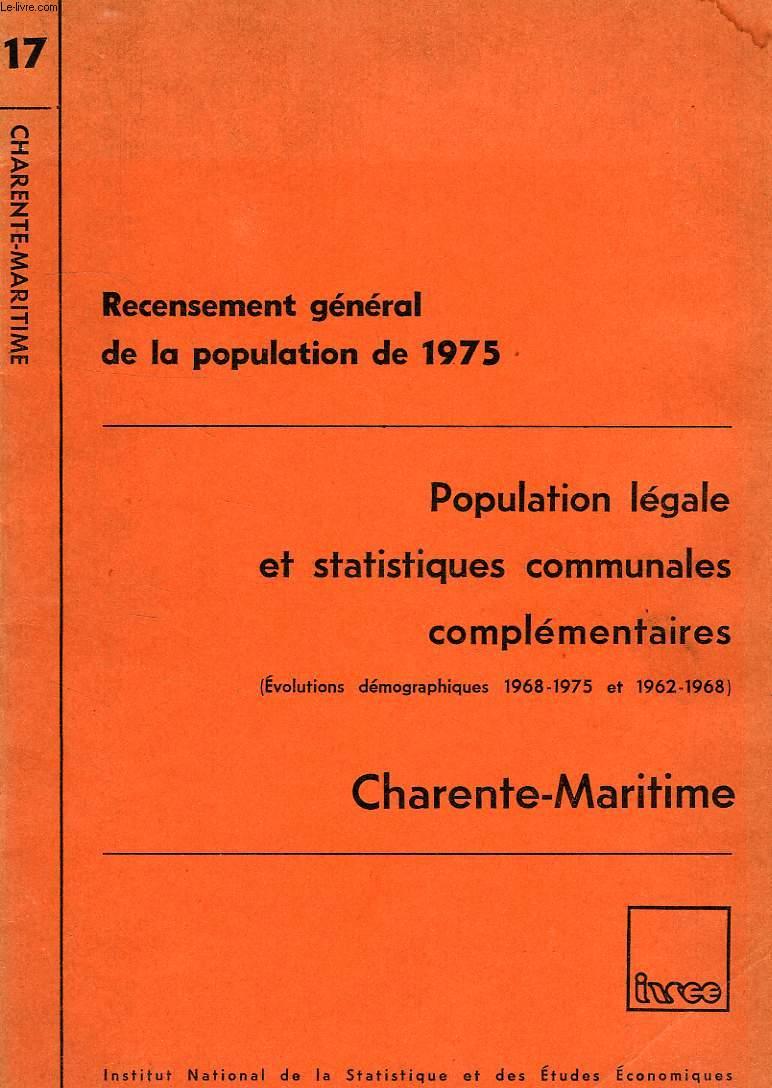 RECENSEMENT GENERAL DE LA POPULATION DE 1975, POPULATION LEGALE ET