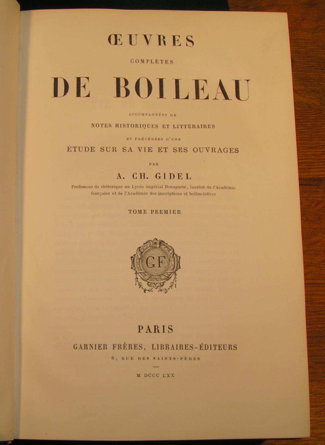OEUVRES COMPLÈTES DE BOILEAU en 4 volumes) by BOILEAU (notes