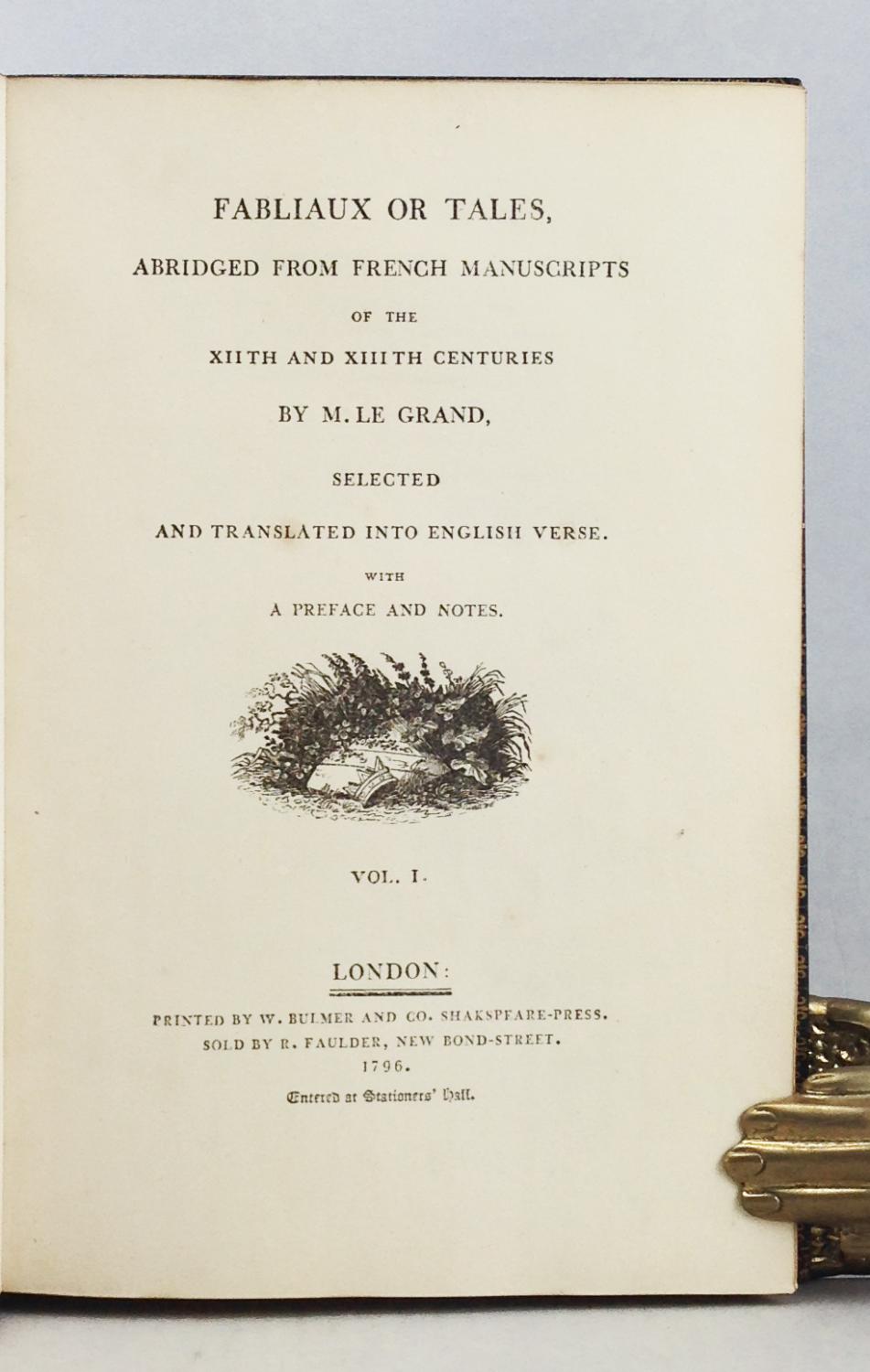 Fabliaux or Tales, Abridged from French Manuscripts of the XIIth and