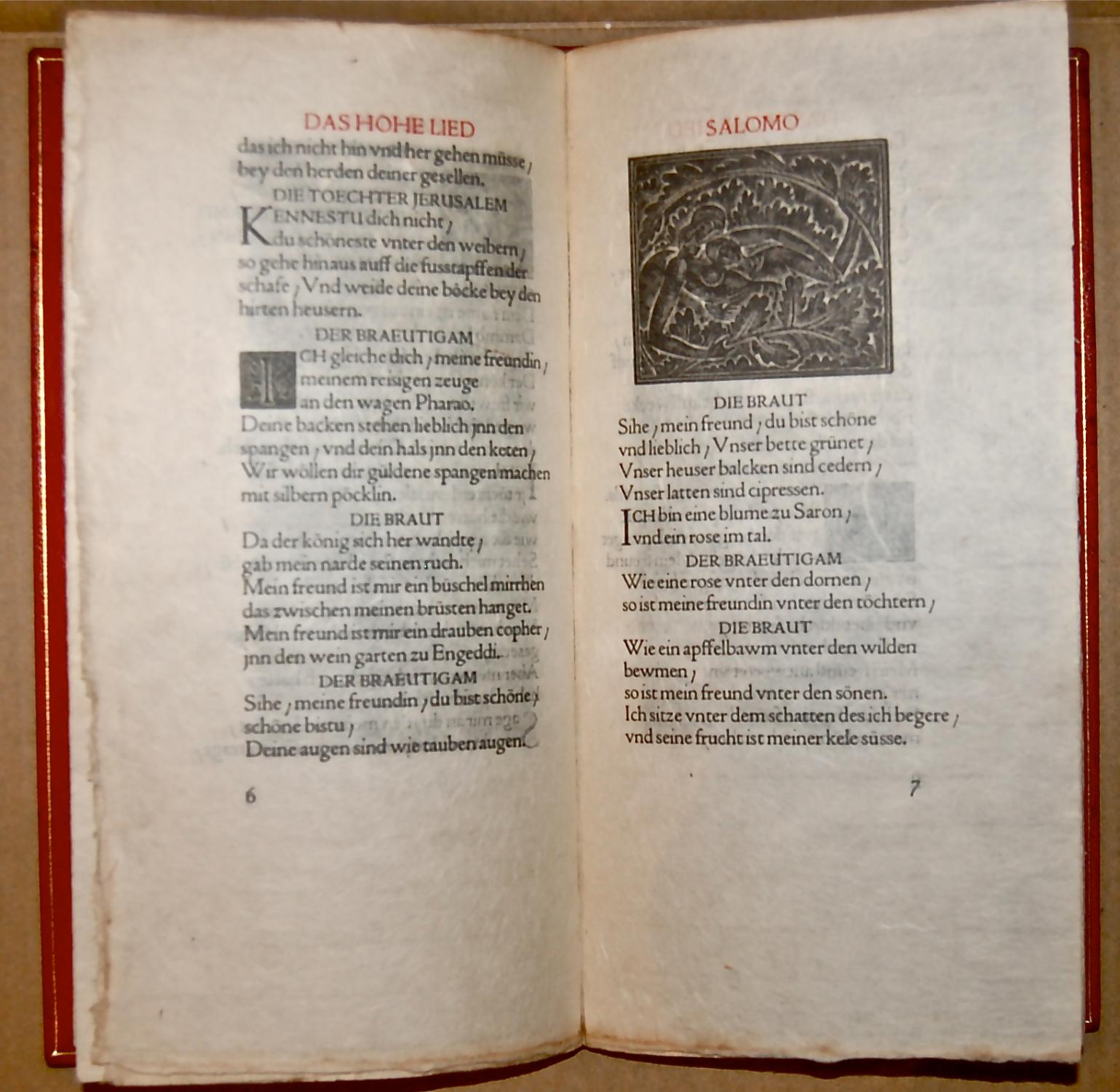 Das Hohe Lied, Leipzig, InselVerlag, 1931. von Cranach Presse]. SALOMO