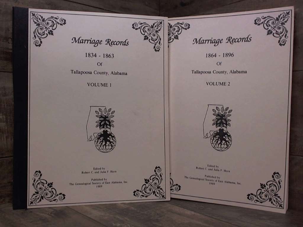 Tallapoosa County, Alabama Marriage Records 18341896, 2 Volume S by