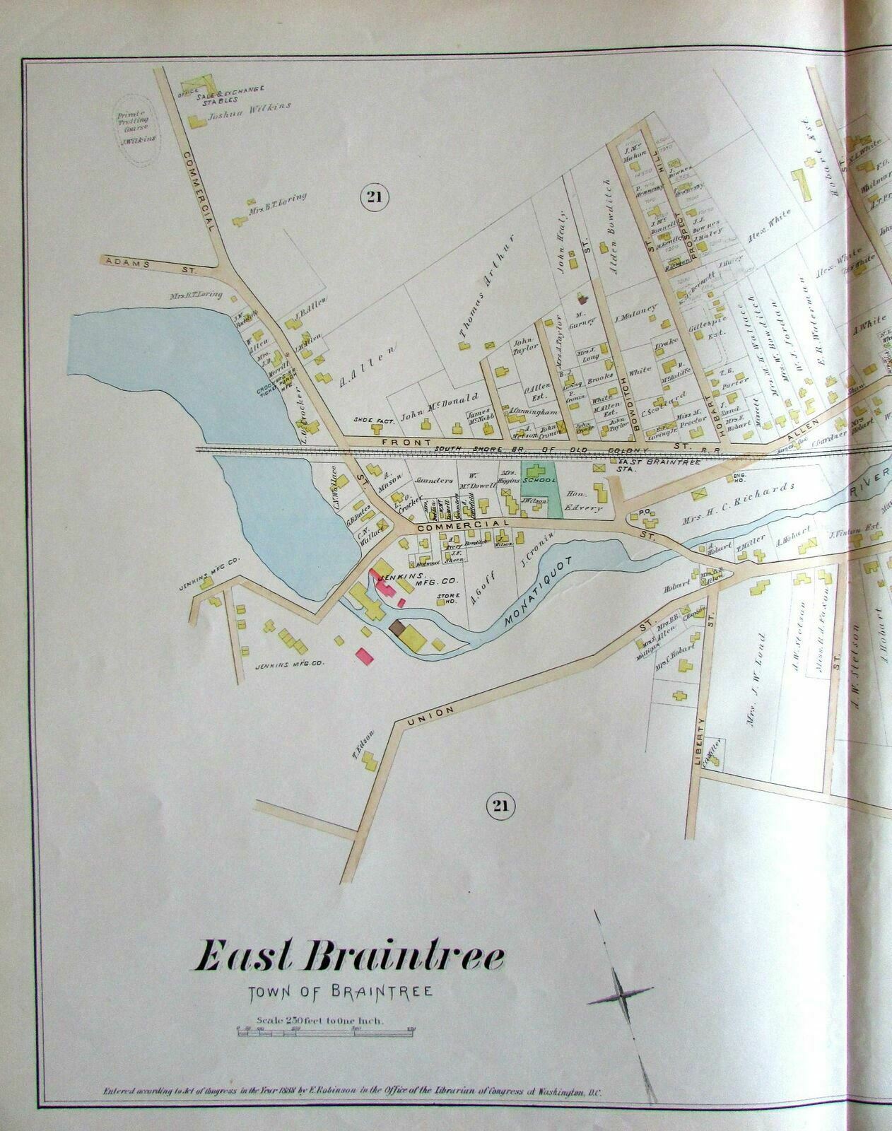 Braintree Monatiquot River Norfolk County Massachusetts 1888 large