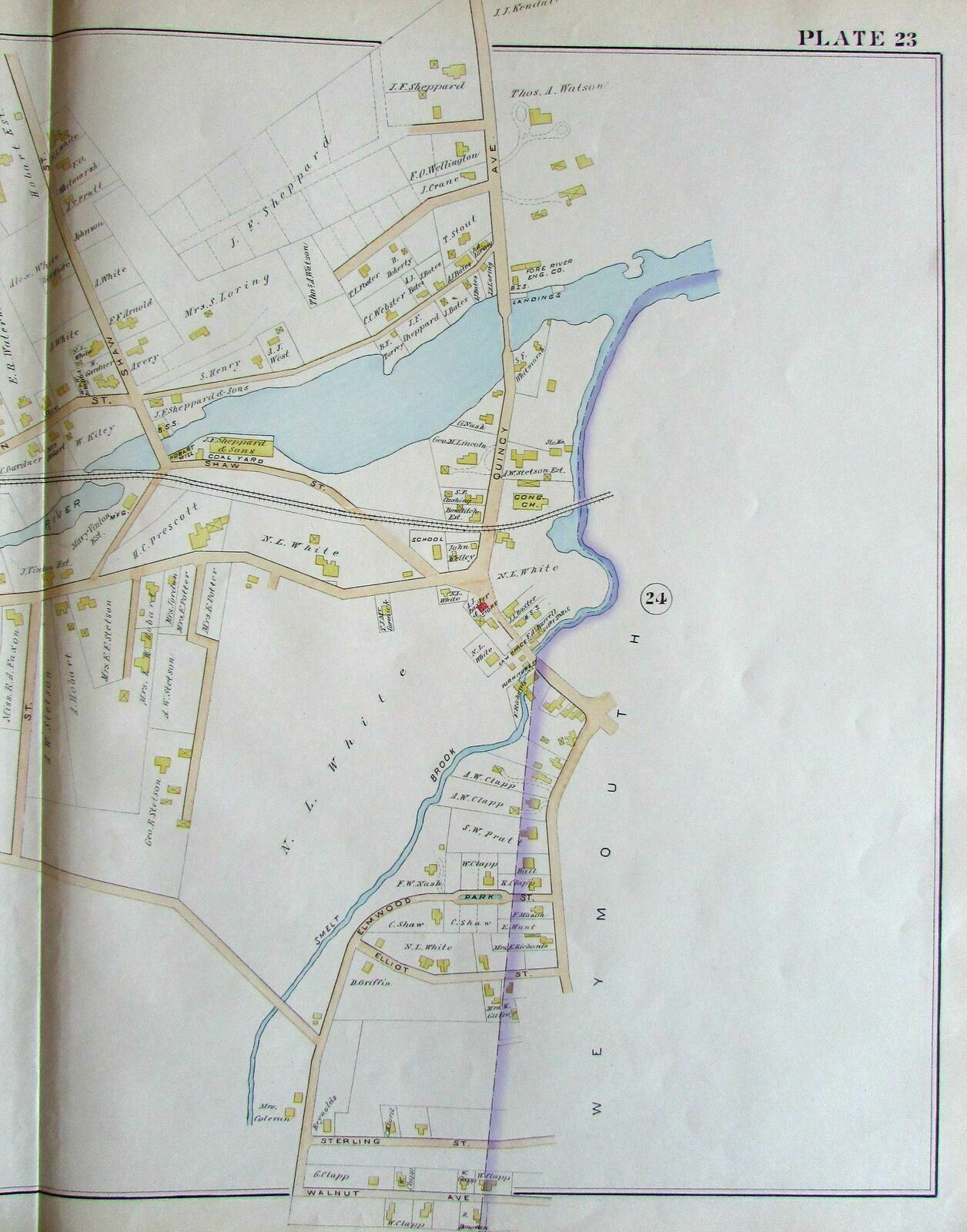 Braintree Monatiquot River Norfolk County Massachusetts 1888 large