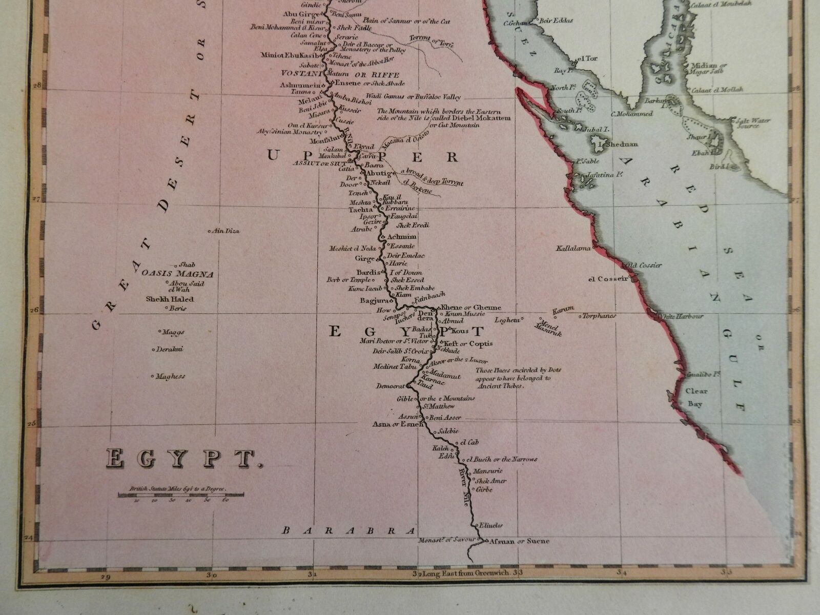 Upper & Lower Egypt Nile River Alexandria Cairo Red Sea 1823 scarce