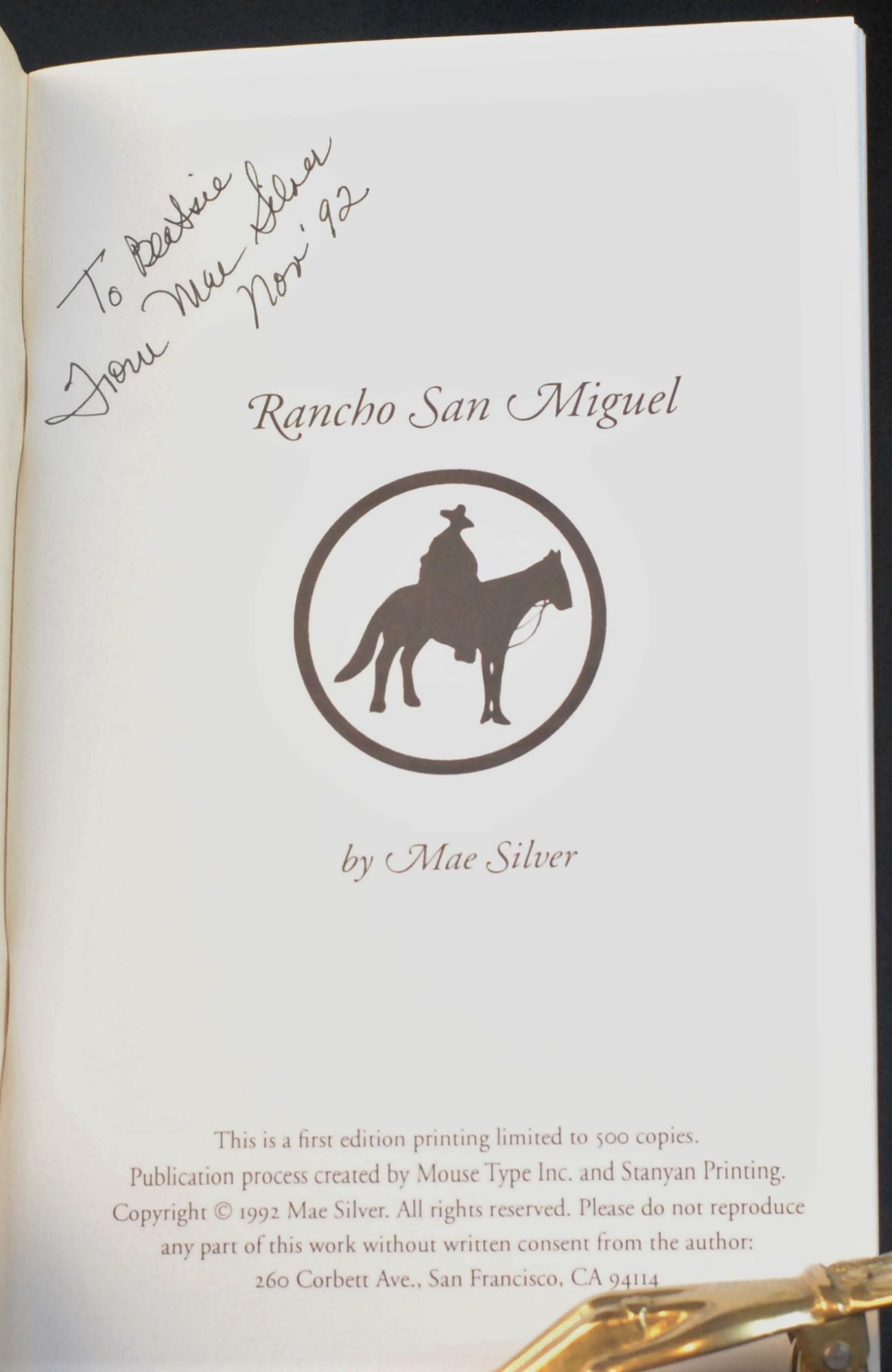 Rancho San Miguel by Silver, Mae Fine Soft cover (1992) 1st Edition