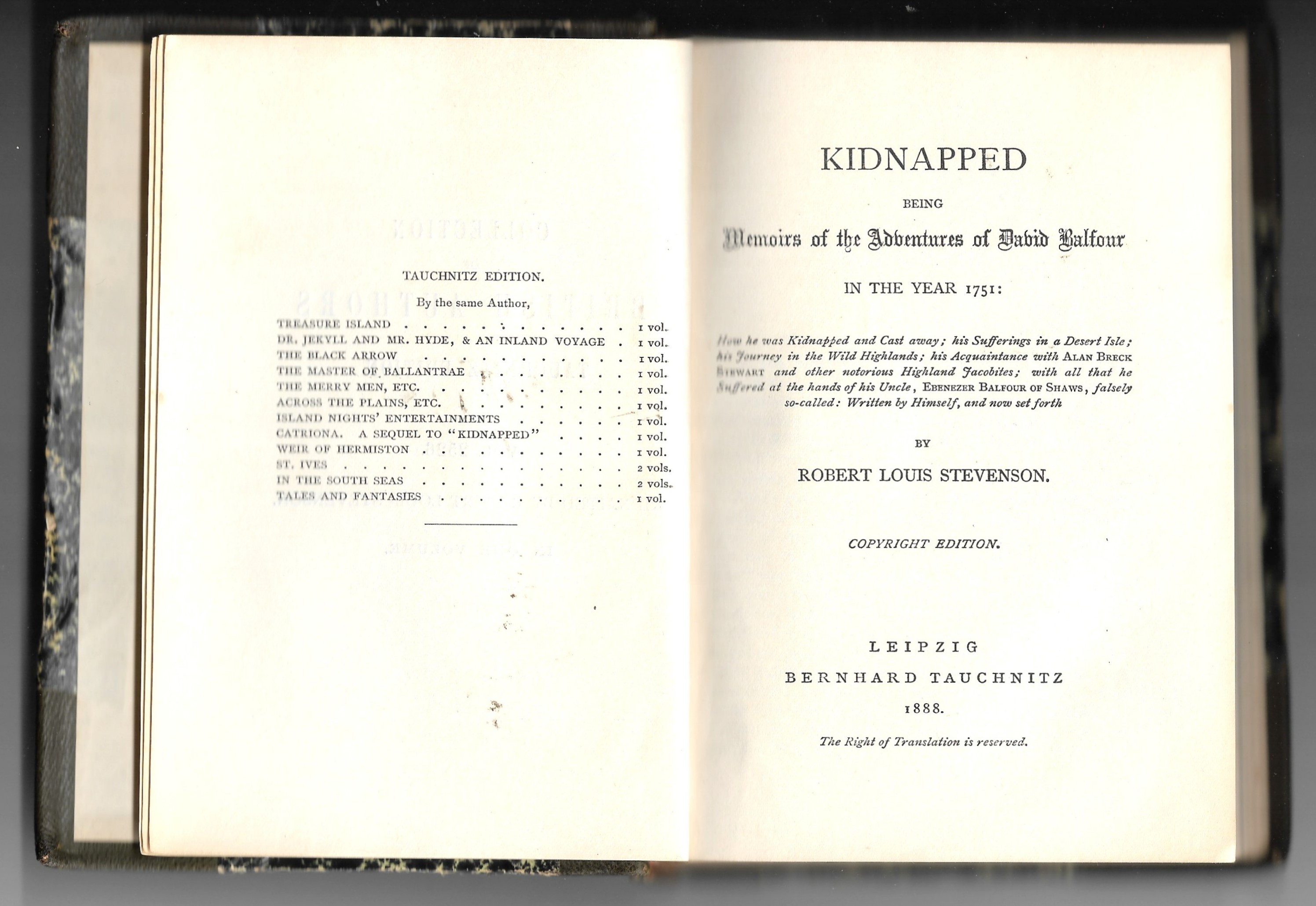 Kidnapped. Being Memoirs of the Adventures of David in the Year 1751