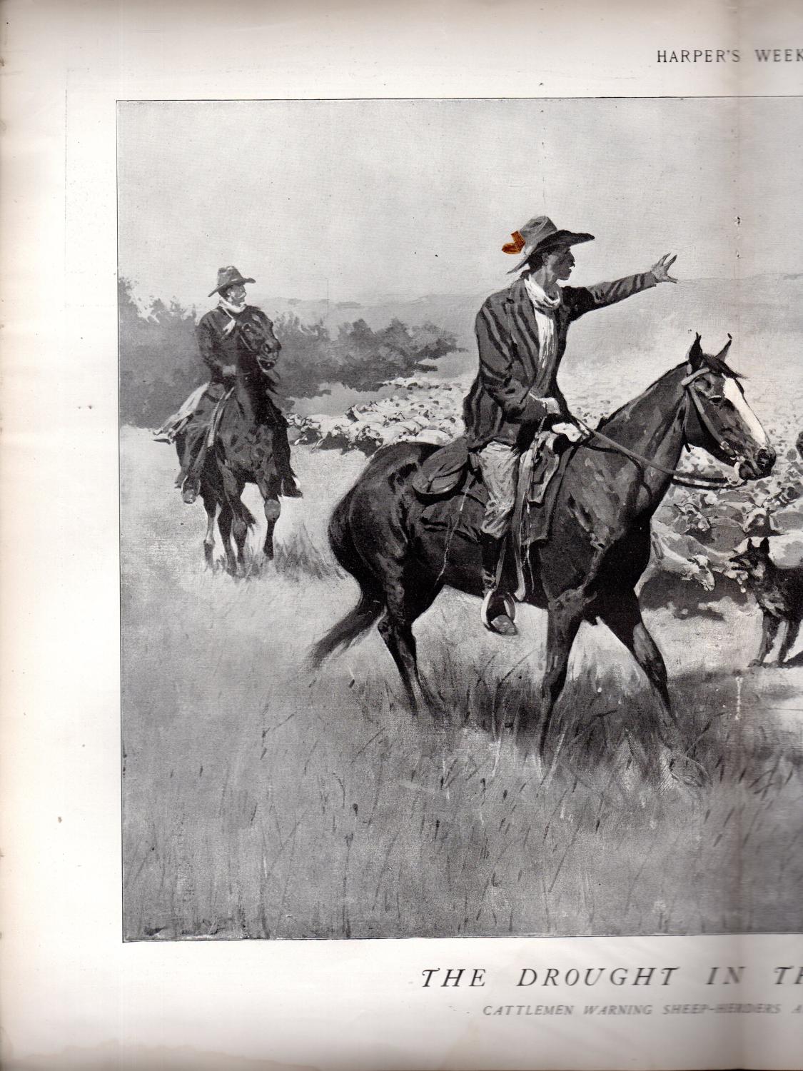 ENGRAVING'The Drought in the Southwest'.engraving from Harper's Weekly