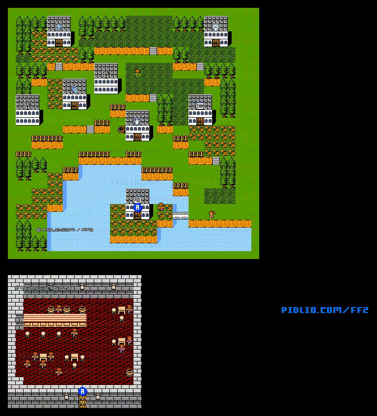 FC版FF2 ポフトの町のマップ ／ FF2攻略・全マップ完備 ／ リメイク版ソウル・オブ・リバース対応：ファイナル