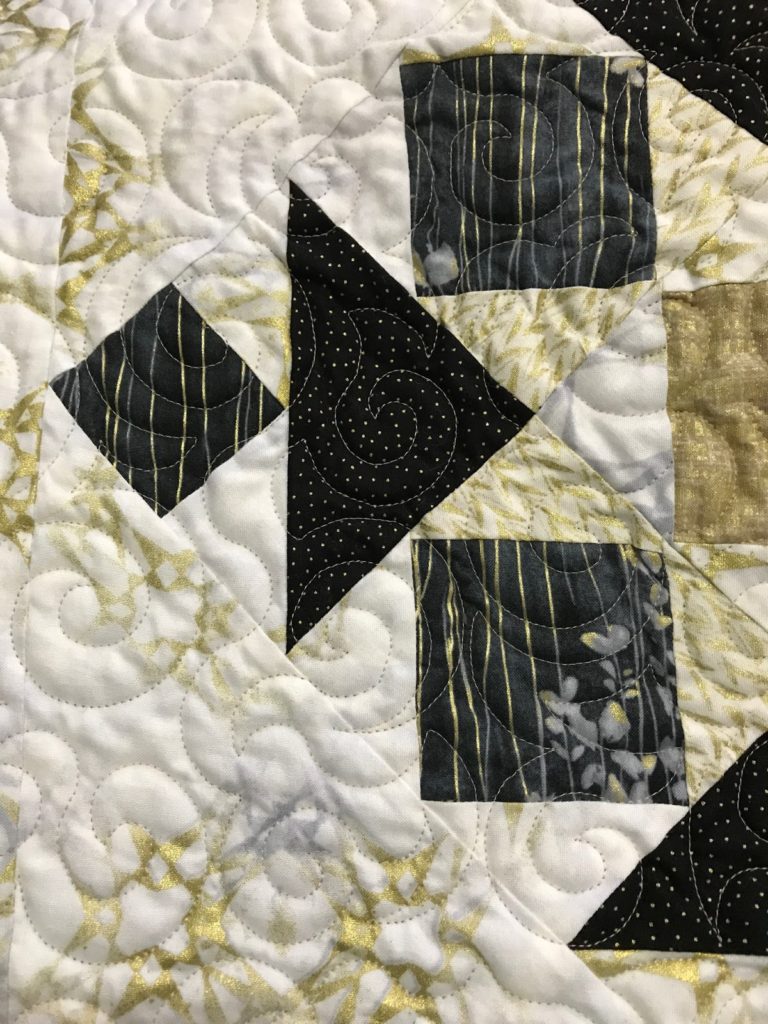 Black and Gold quilt Pieced Brain
