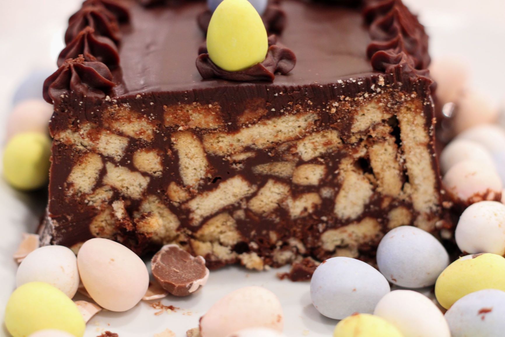 Refrigerator Chocolate Cake aka Queen Elizabeth Cake Piecrust & Pasta