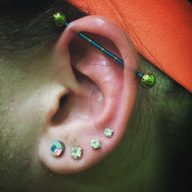 Industrial Piercing [55 Ideas] Pain Level, Healing Time, Cost