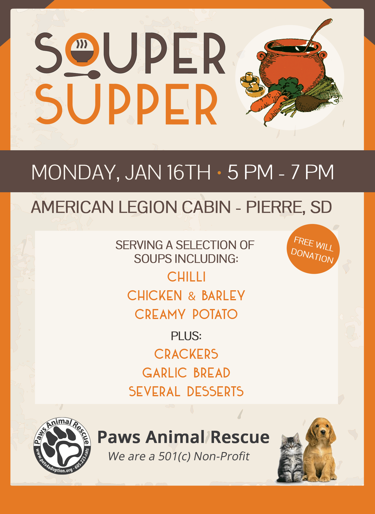 Paws Souper Supper Paws Animal Rescue, Pierre SD