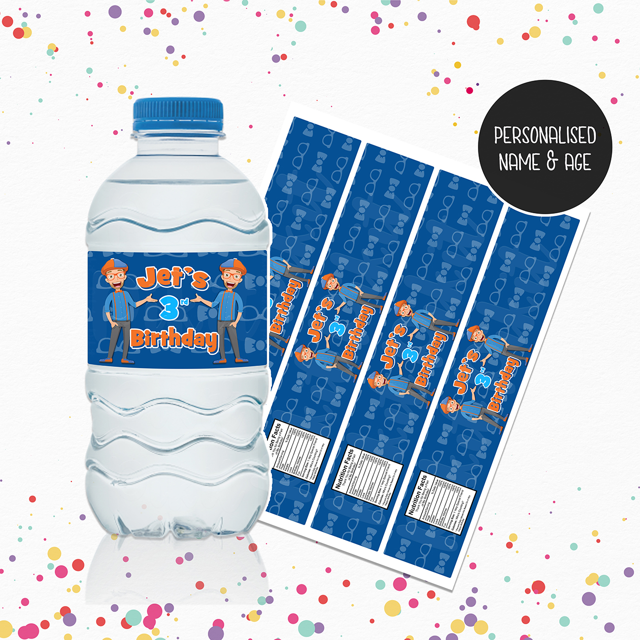 BLIPPI Water Bottle Labels Pikit Kids