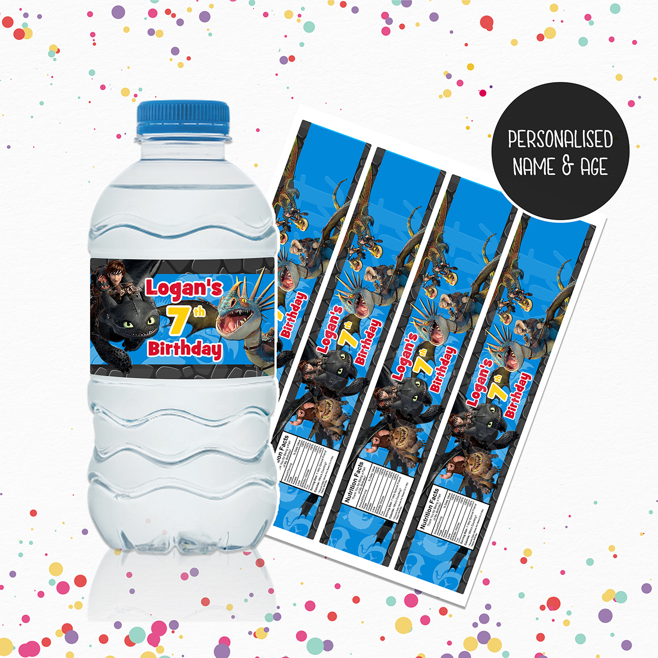 HOW TO TRAIN YOUR DRAGON Water Bottle Labels Pikit Kids