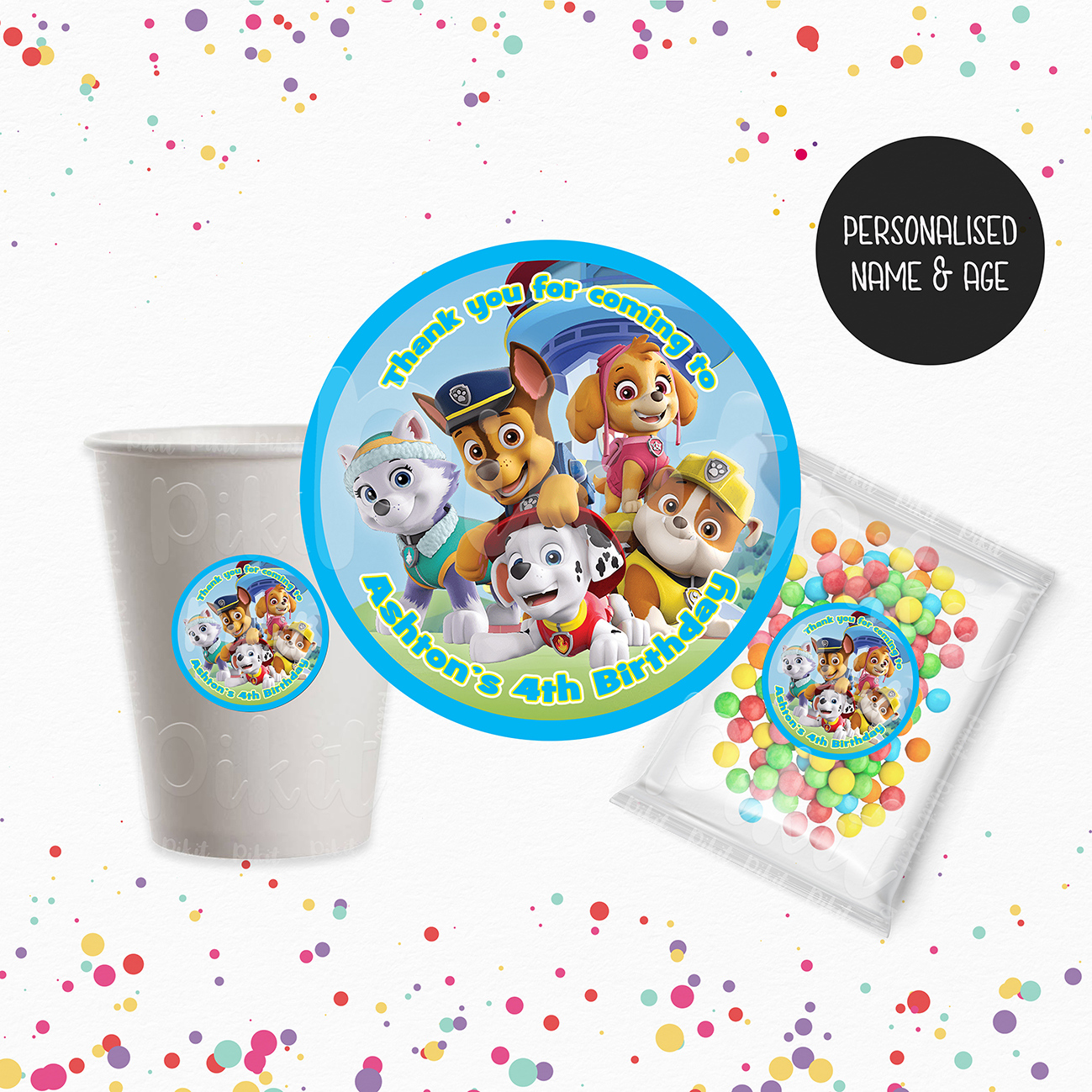 PAW PATROL Round Stickers (60mm) Pikit Kids
