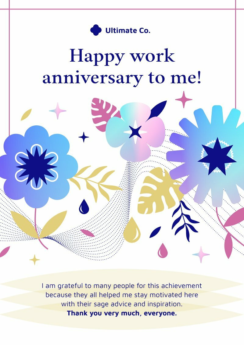 Work Anniversary Quotes for Myself Free Poster Template Piktochart