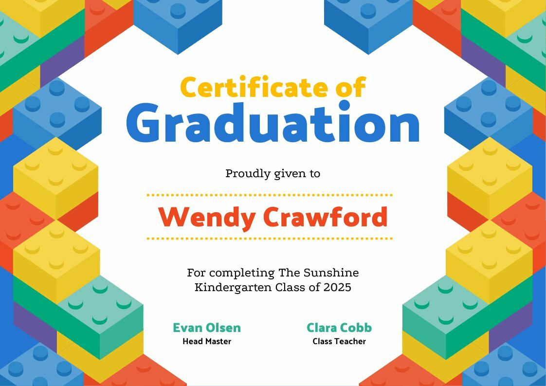 Certificate for Kindergarten Award Piktochart