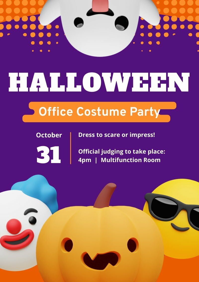 Halloween Office Costume Party Free Cards Template Piktochart