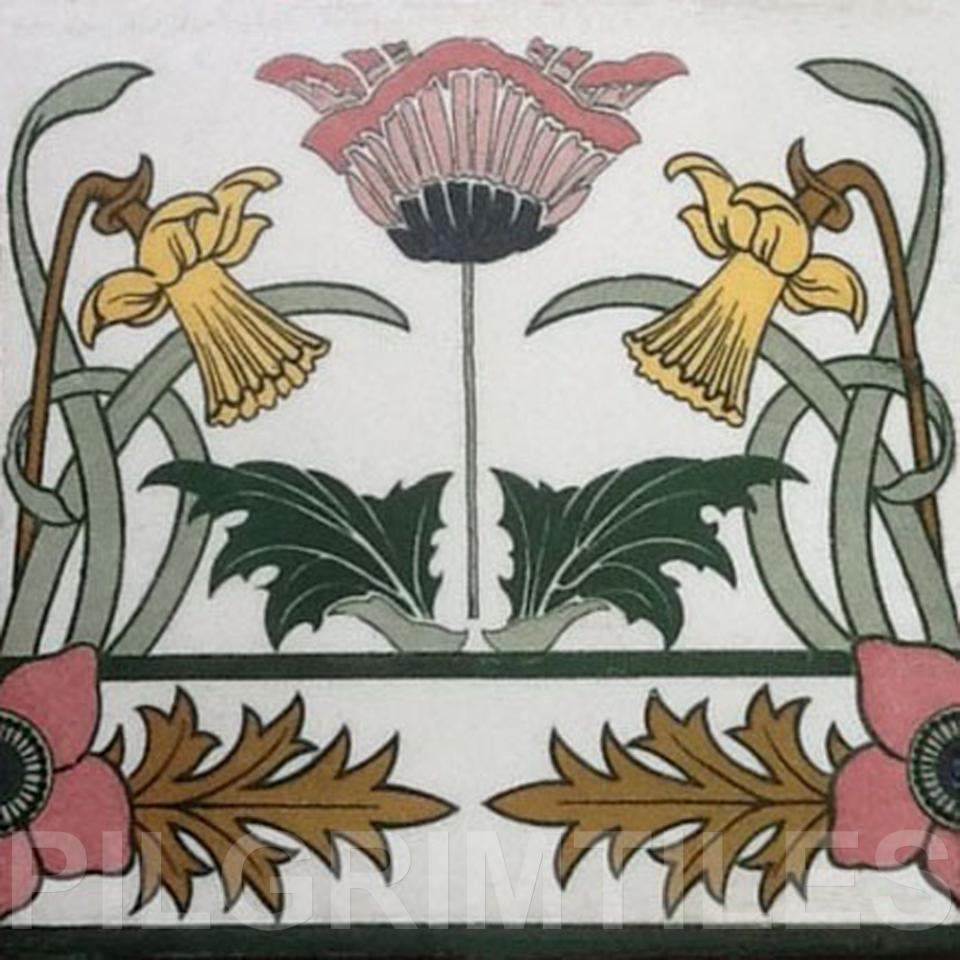 Arts & Crafts Daffodil design Pilgrim Tiles