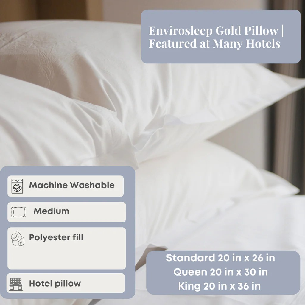 Envirosleep Gold Pillow Featured at Many Hotels
