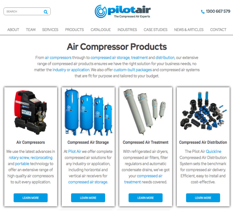 New site Launched Pilot Air Compressors