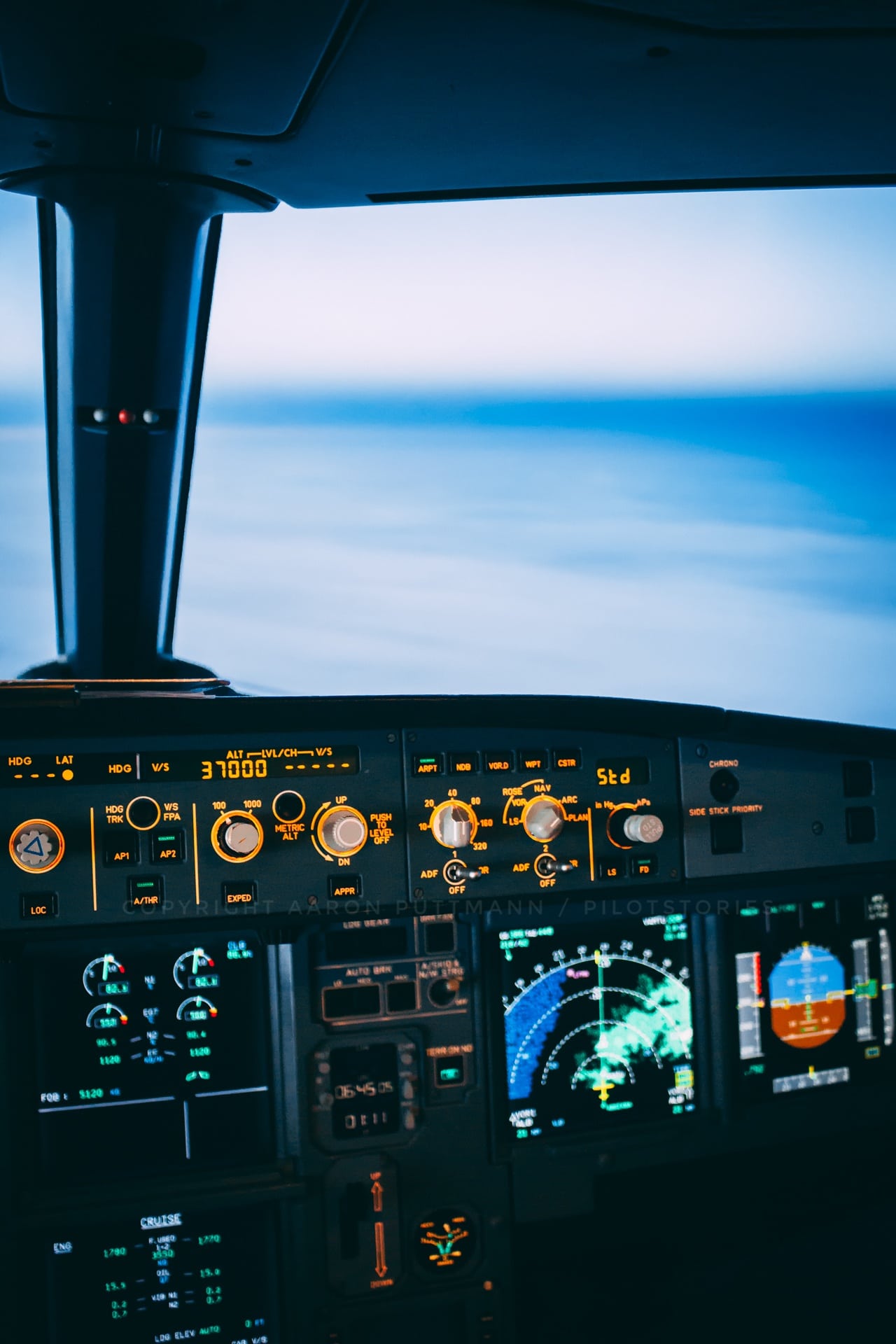 Blue hour in the Cockpit