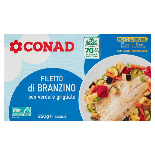 Filetto di Branzino con verdure grigliate Surgelato 250 g Conad CONAD
