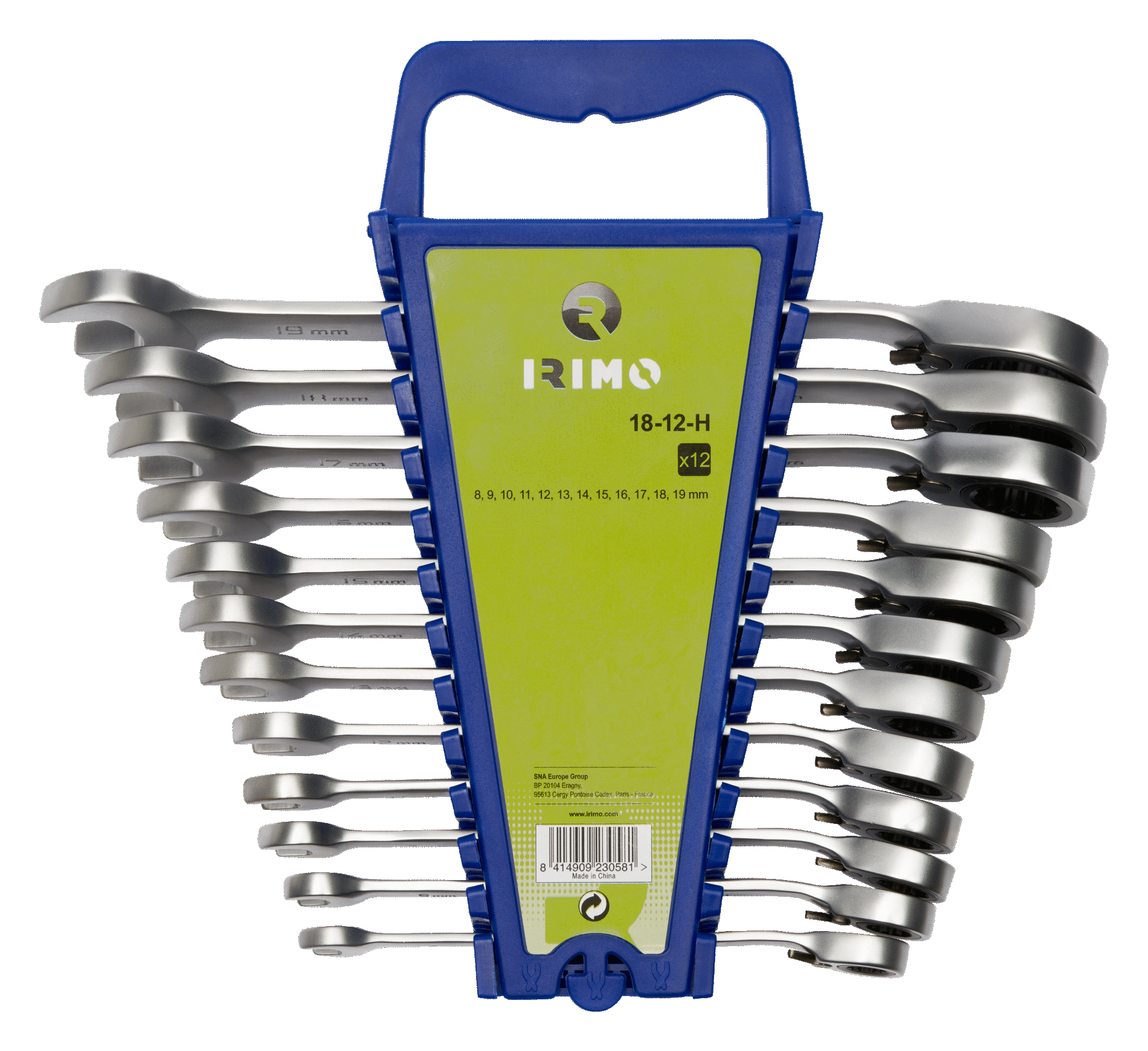 Ratcheting Combination Wrench Set, Holder 12 Pcs IRIMO