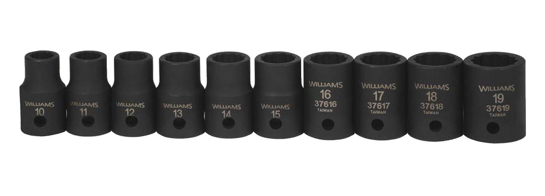 1/2" Drive Shallow Impact Socket Set, 12 Point,Metric, 10 Pieces