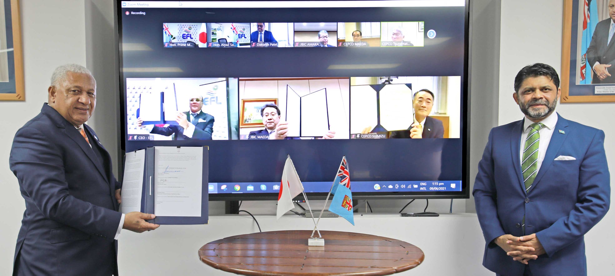 Fiji PM Bainimarama signs sale agreement of EFL shares PINA