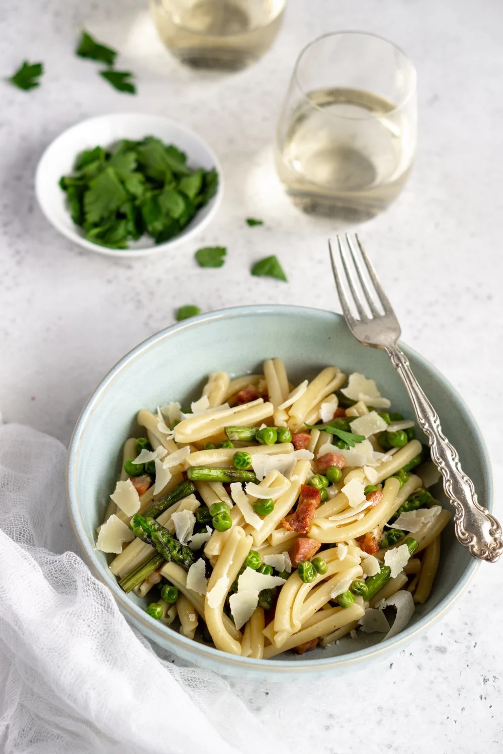 Asparagus Pasta with Peas and Pancetta Pina Bresciani