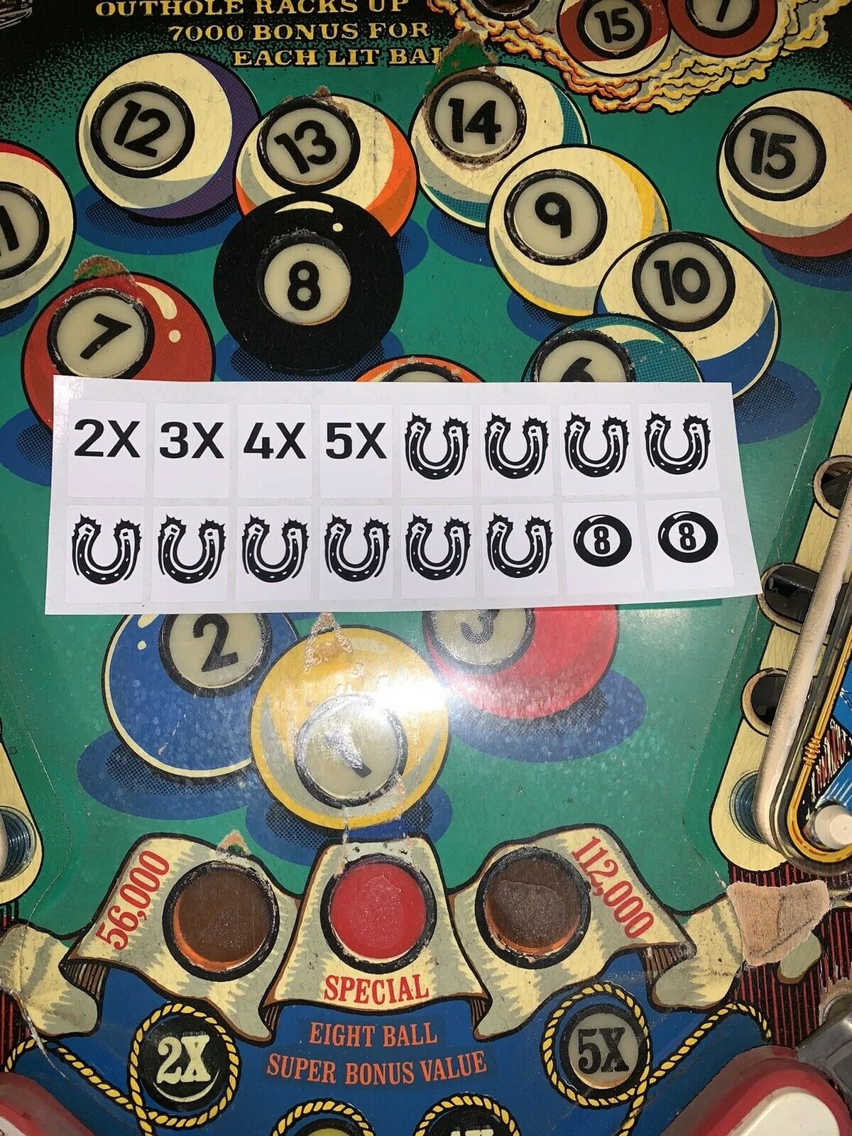 (16) Eight Ball Deluxe Style Pinball Vinyl Die Cut Playfield Target