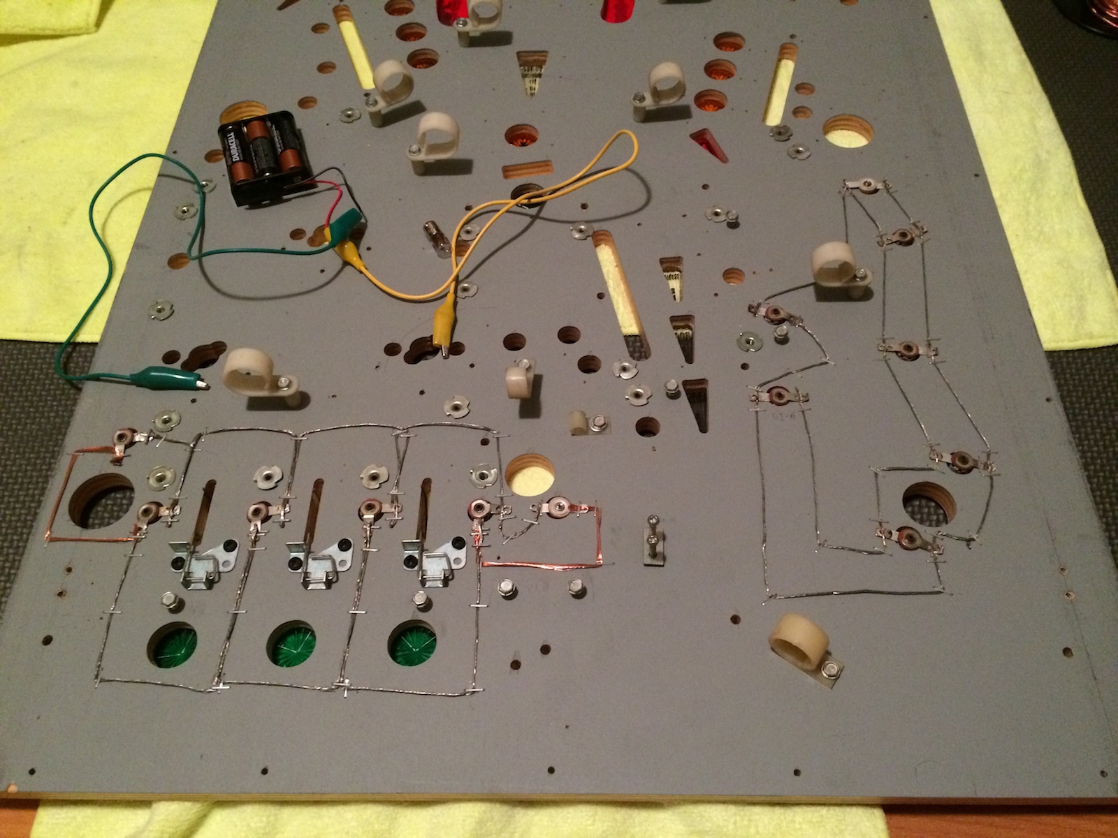 Stapled Space Shuttle Pinball Playfield General Illumination Wiring