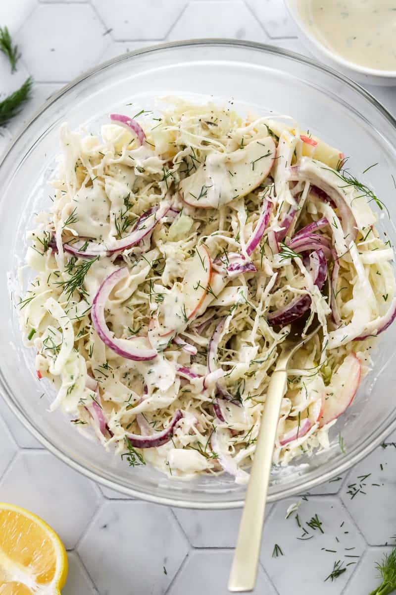 Simple Fennel Slaw with yogurt dill dressing Pinch Me Good