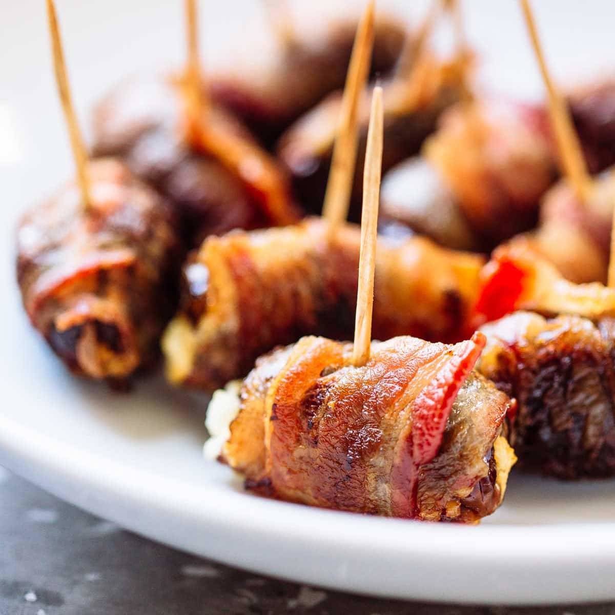 BaconWrapped Dates with Goat Cheese Recipe Pinch of Yum