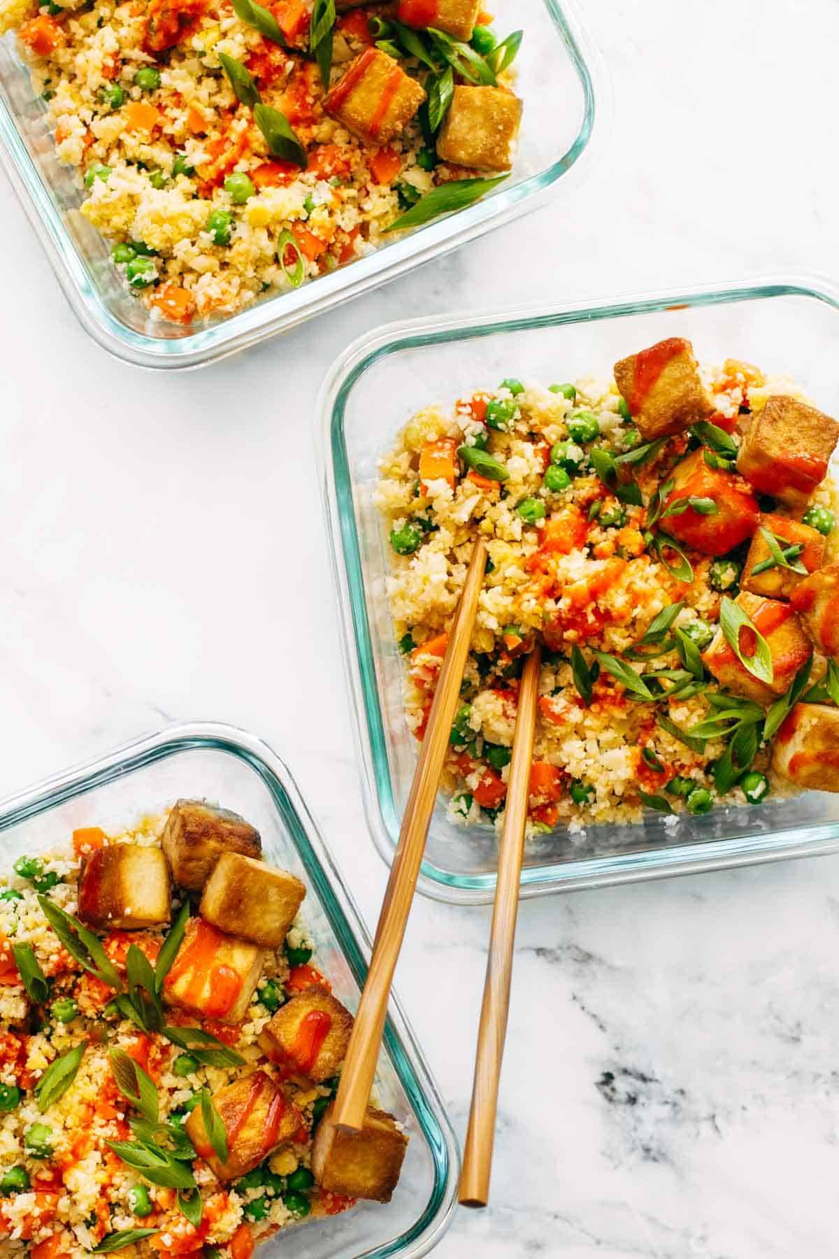 Cauliflower Fried Rice with Crispy Tofu KissAnine