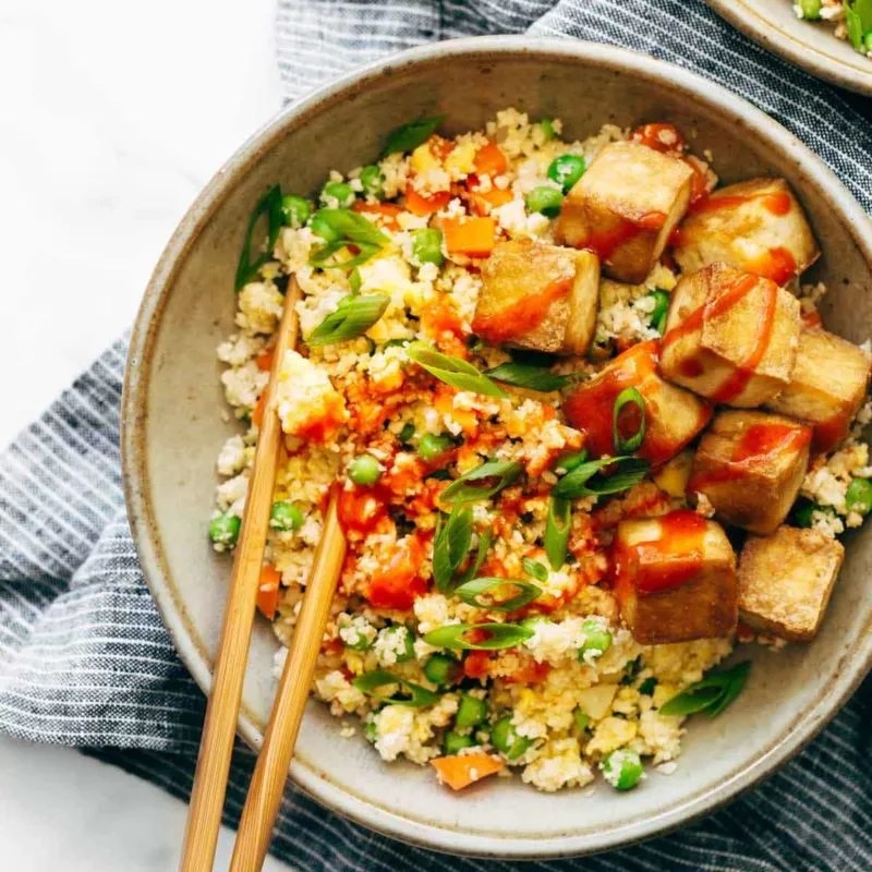 Cauliflower Fried Rice with Crispy Tofu Recipe Pinch of Yum