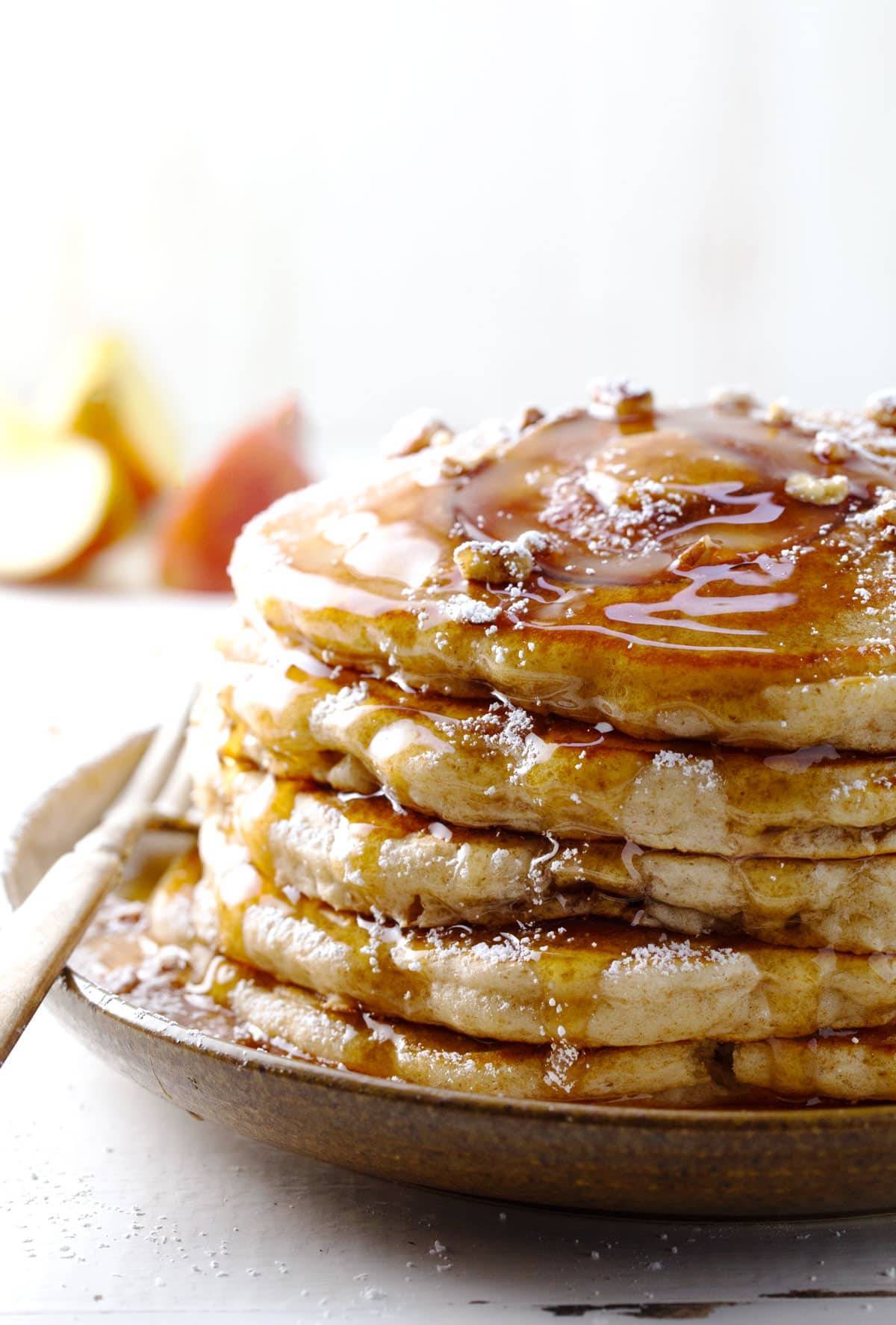 Old Fashioned Whole Wheat Apple Pancakes Recipe Pinch of Yum