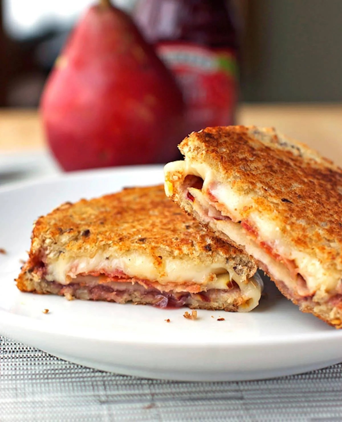 Bacon, Pear, and Raspberry Grilled Cheese Recipe Pinch of Yum